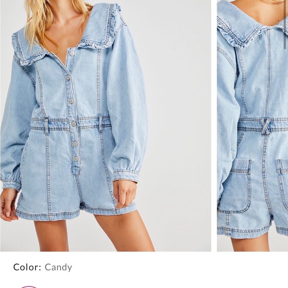 Free People Candy Blue Denim Romper